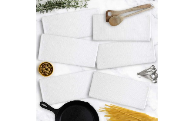 French Café Kitchen Towels 6-Piece Set, White