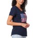  Ladies' Americana Tee, Blue, Large