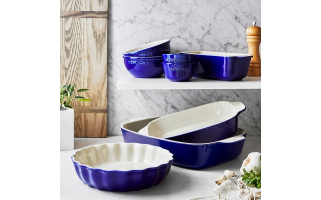  Ceramic Mixed Bakeware & Serving 8 Piece Set, Blue