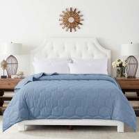 Honeycomb Microfiber Down Alternative Blanket, Blue, Twin