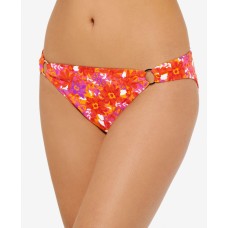 Hula Honey Juniors’ Bold Bouquet Printed Ring Bikini Bottoms, Orange, M