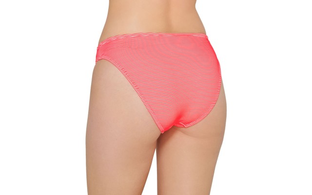  Juniors’ Rib Illusion Hipster Bikini Bottoms (Orange, M)