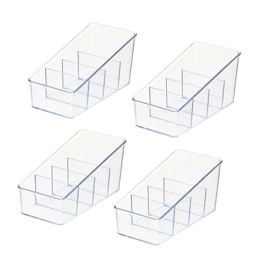  Clear Plastic 4-Tier Sectioned Kitchen Organizers, Set of 4