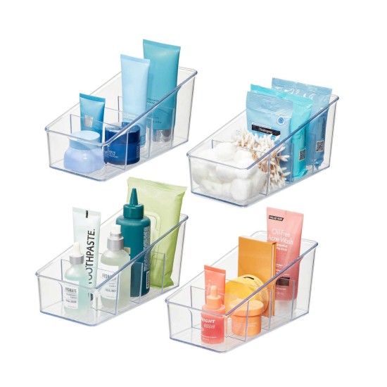  Clear Plastic 4-Tier Sectioned Kitchen Organizers, Set of 4