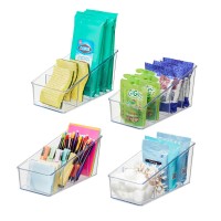 iDESIGN Clear Plastic 4-Tier Sectioned Kitchen Organizers, Set of 4