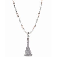 Inc International Concepts Silver-tone Gray Bead Tassel N Silver