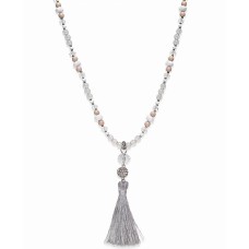 Inc International Concepts Silver-tone Gray Bead Tassel N Silver