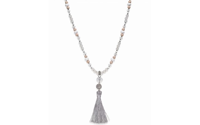 Inc International Concepts Silver-tone Gray Bead Tassel N Silver