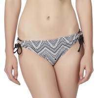 Island Soul Adjustable Juniors Hipster Swim Bottom (Black/White, M)