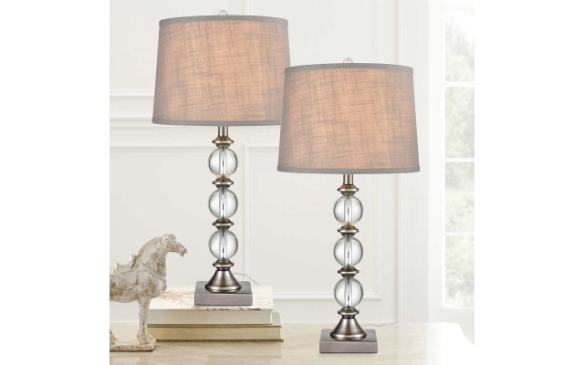 Julia 2-pack Crystal Table Lamp Set, Gray