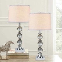 Julia 2-pack Crystal Table Lamp Set, Silver