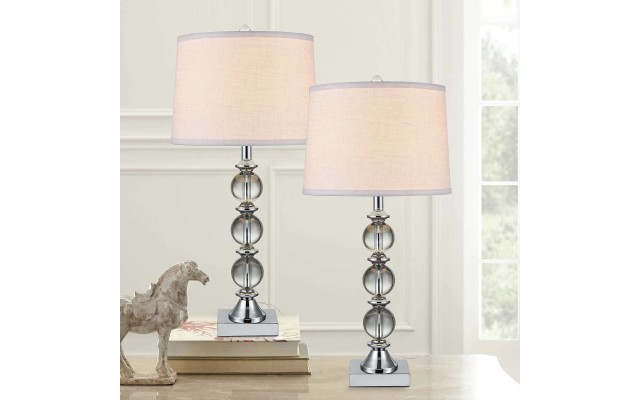 Julia 2-pack Crystal Table Lamp Set, Silver