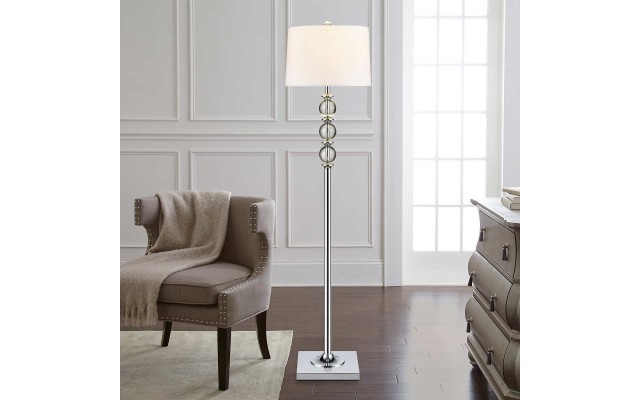 Julia Crystal Floor Lamp, Silver