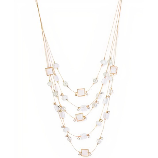 Macys Gold-Tone White Mixed Necklace H50473-N01