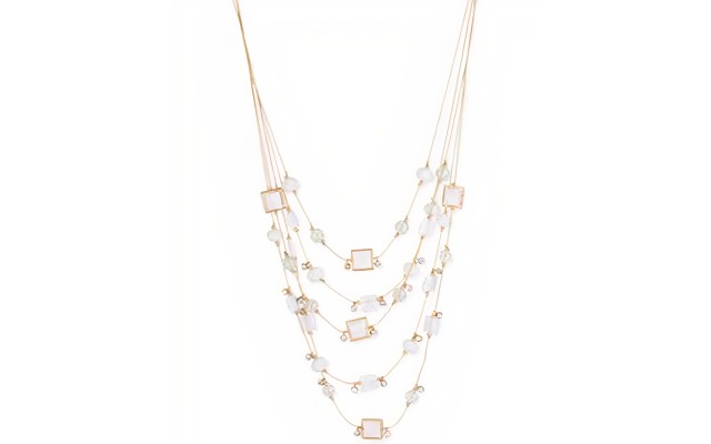 Macys Gold-Tone White Mixed Necklace H50473-N01