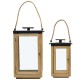  Mango Wood Lantern Set, 2-piece