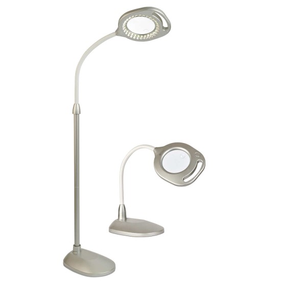  2-in-1 LED Magnifier Floor and Desk Lamp