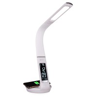 OttLite LED Desk Lamp with Clock and Wireless Charging Station, White