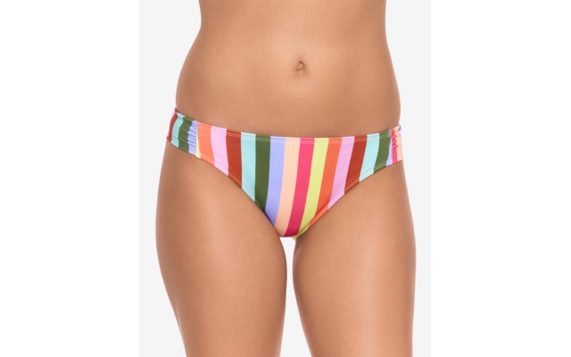  Cabana Stripes Tab-Side Hipster Bikini Bottoms, Multi, Large