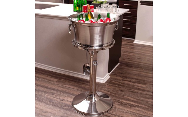 Stainless Steel Beverage Tub with Stand, Bottle Opener & Scoop