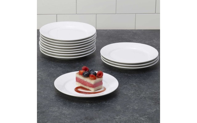  Set of 12 Porcelain Wide Rim Dessert/Bread Plates