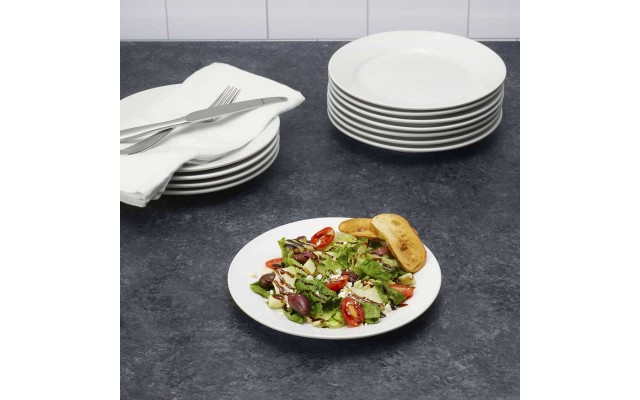  Set of 12 Porcelain Wide Rim Salad Plates