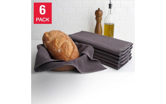 Turkish Kitchen Towels, 6-piece Set, Light Gray
