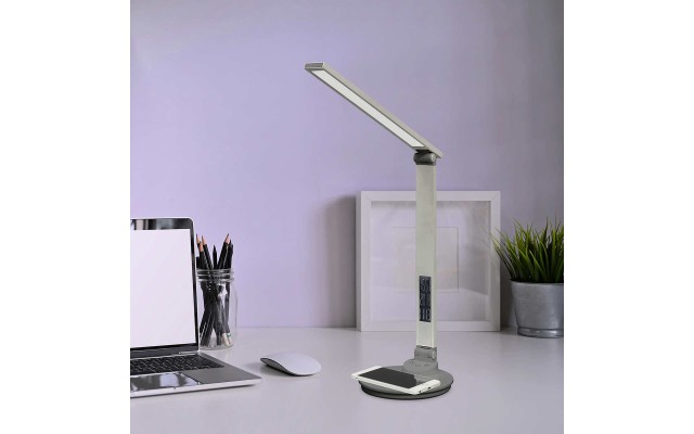 Ultrabright Alex LED Desk Lamp w/Wireless Charging, Gray