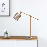 UltraBrite Vintage Series Edison III, LED Desk Lamp w/Wireless Charger, Gold