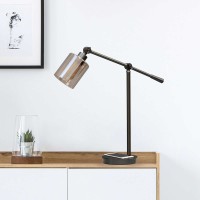 UltraBrite Vintage Series Edison III, LED Desk Lamp w/Wireless Charger, Gray