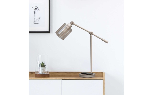  Vintage Series Edison III, LED Desk Lamp w/Wireless Charger, Silver