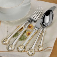 Wallace Napoleon Bee 24kt Gold Accent 18/10 Stainless Steel 45-piece Flatware Set