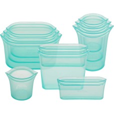 Zip Top 10-piece Reusable Platinum Silicone Food Containers