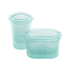 Zip Top 4-piece Reusable Platinum Silicone Food Containers