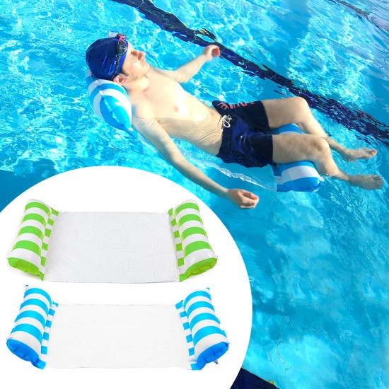 2 Pack Inflatable Water Hammock, Air Mattress, Aqua Lounger & Floating Sleep Pillow for Swimming Pool or Beach – Foldable & Easy to Carry, 2 Pack (Blue+Green)