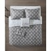  Marseille Full/Queen 5 Piece Reversible Paris Print Duvet Cover Set, Gray
