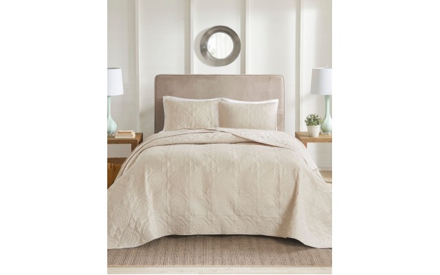 510 Design Oakley King/Cal King 3 Piece Bedspread Set, Beige
