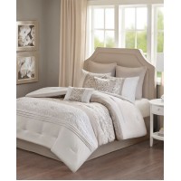 510 Design Ramsey King Embroidered 8 Piece Comforter Set, Beige