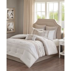 510 Design Ramsey King Embroidered 8 Piece Comforter Set, Beige