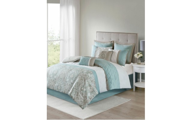  Shawnee Queen 8 Piece Comforter Set Bedding, Green