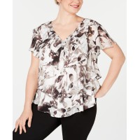 Alex Evenings Plus Size V-Neck Tiered Blouse