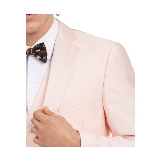  Men’s Slim-Fit Stretch Pink Solid Tuxedo Jacket