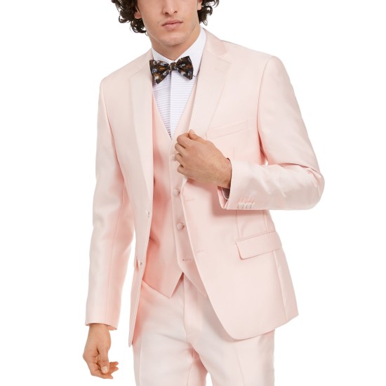  Men’s Slim-Fit Stretch Pink Solid Tuxedo Jacket