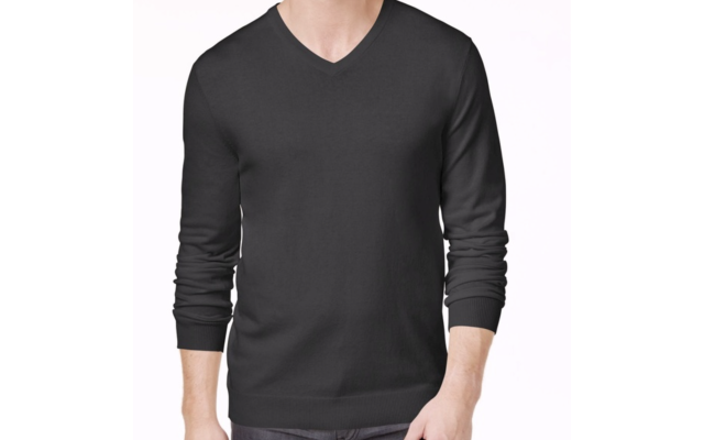  Men’s Solid Crewneck Sweater, Dark Gray, X-Large