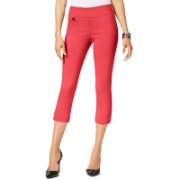 Alfani Petite Tummy-Control Pull-On Capri Pants (Coral Branch, 12P)