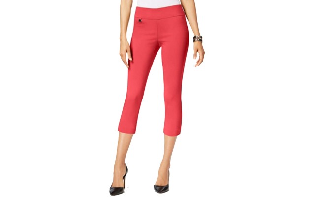  Petite Tummy-Control Pull-On Capri Pants (Coral Branch, 12P)