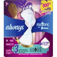 Always Radiant Extra Heavy Flow Pads with Wings Light, Clean Scent – Size 3, 11 C, 3