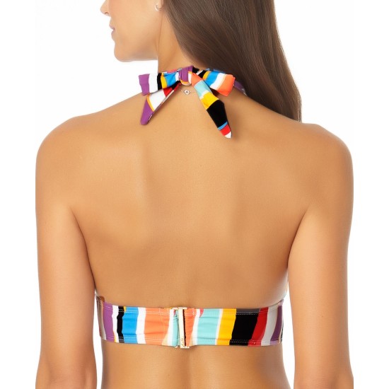  Banded Halter Bikini Top, Large, Multicolor