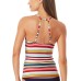  Boardwalk Stripe High-Neck Tankini Top, Small, Multicolor