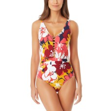 Anne Cole Floral-Print Beaded One-Piece Swimsuit, Wallflower,16